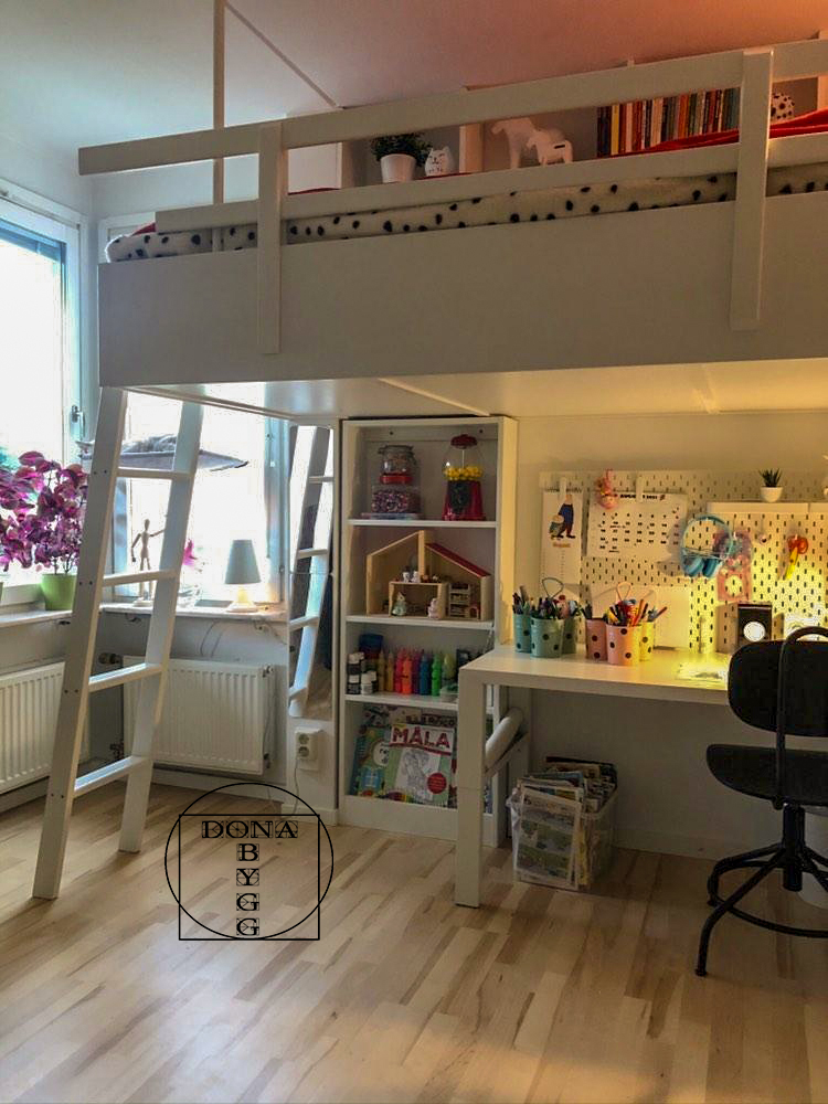White painted pine loft bed 110x200